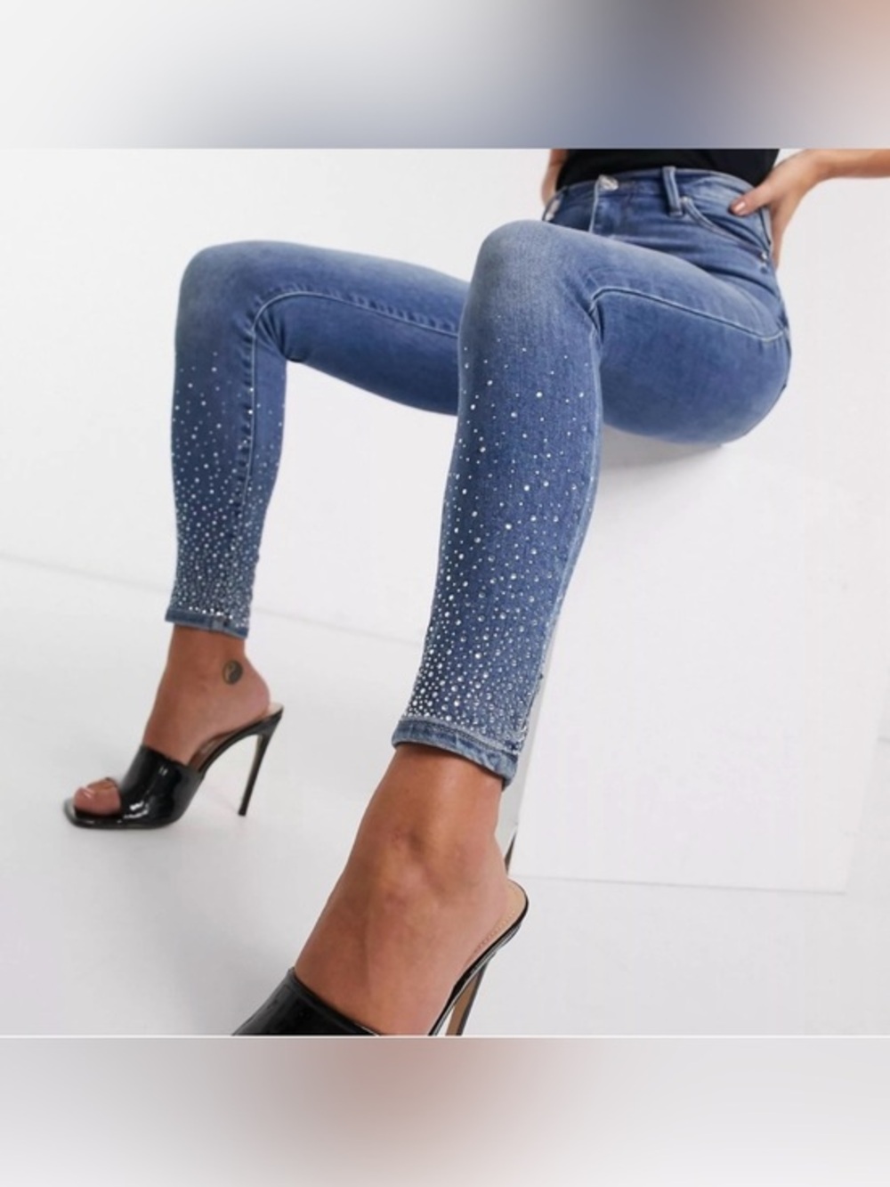NWT True Religion Caia Crystal Hem Skinny Jeans *27